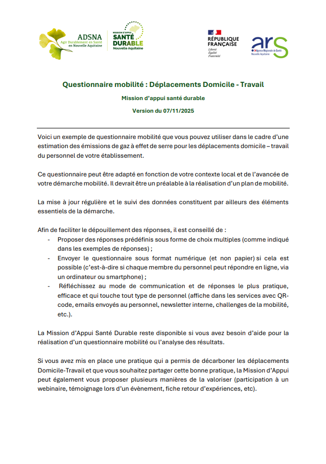 Visuel de l'enquête mobilité - domicile travail